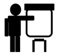 Man with flip chart icon