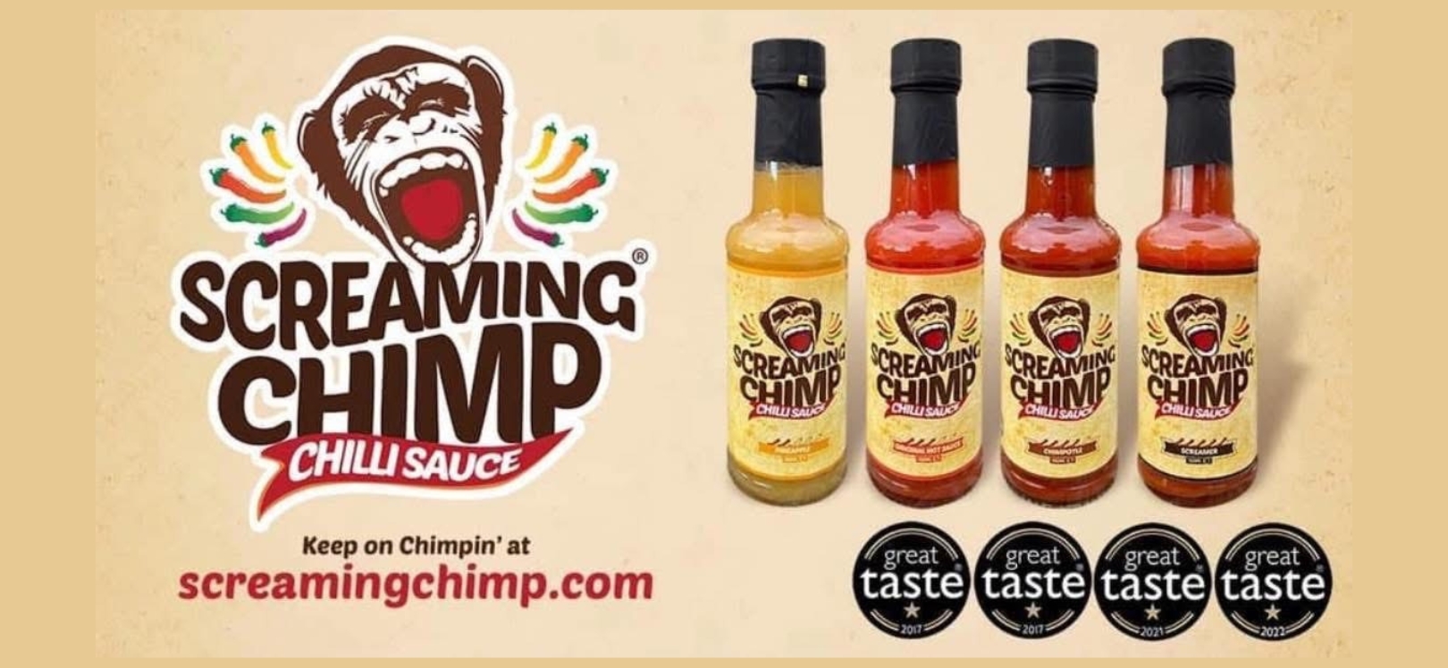 Screaming Chimp logo and bottles