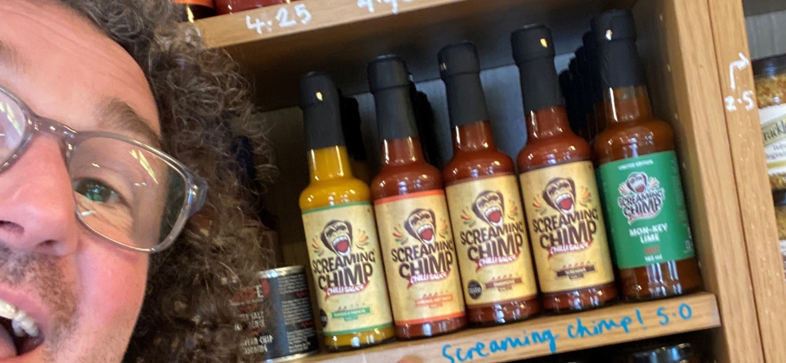 Screaming Chimp bottles on a shelf