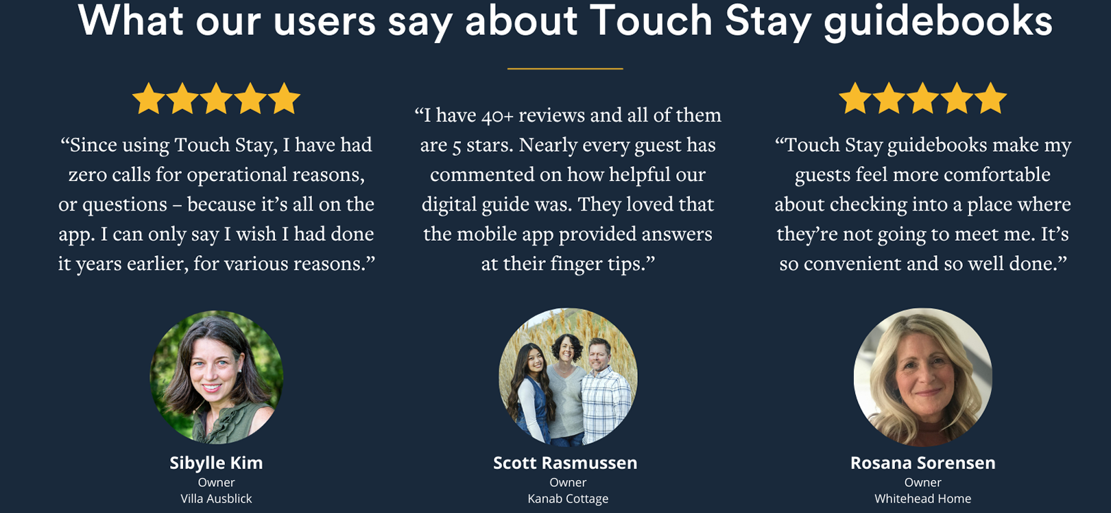 Touch Stay user testimonials
