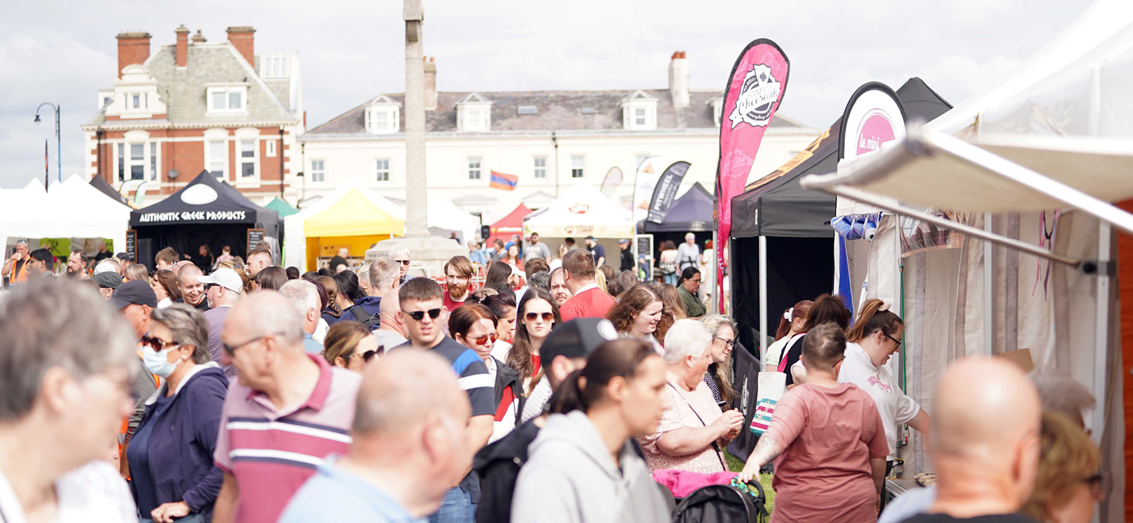 crowd of people browsing stalls at Seaham Food Festival