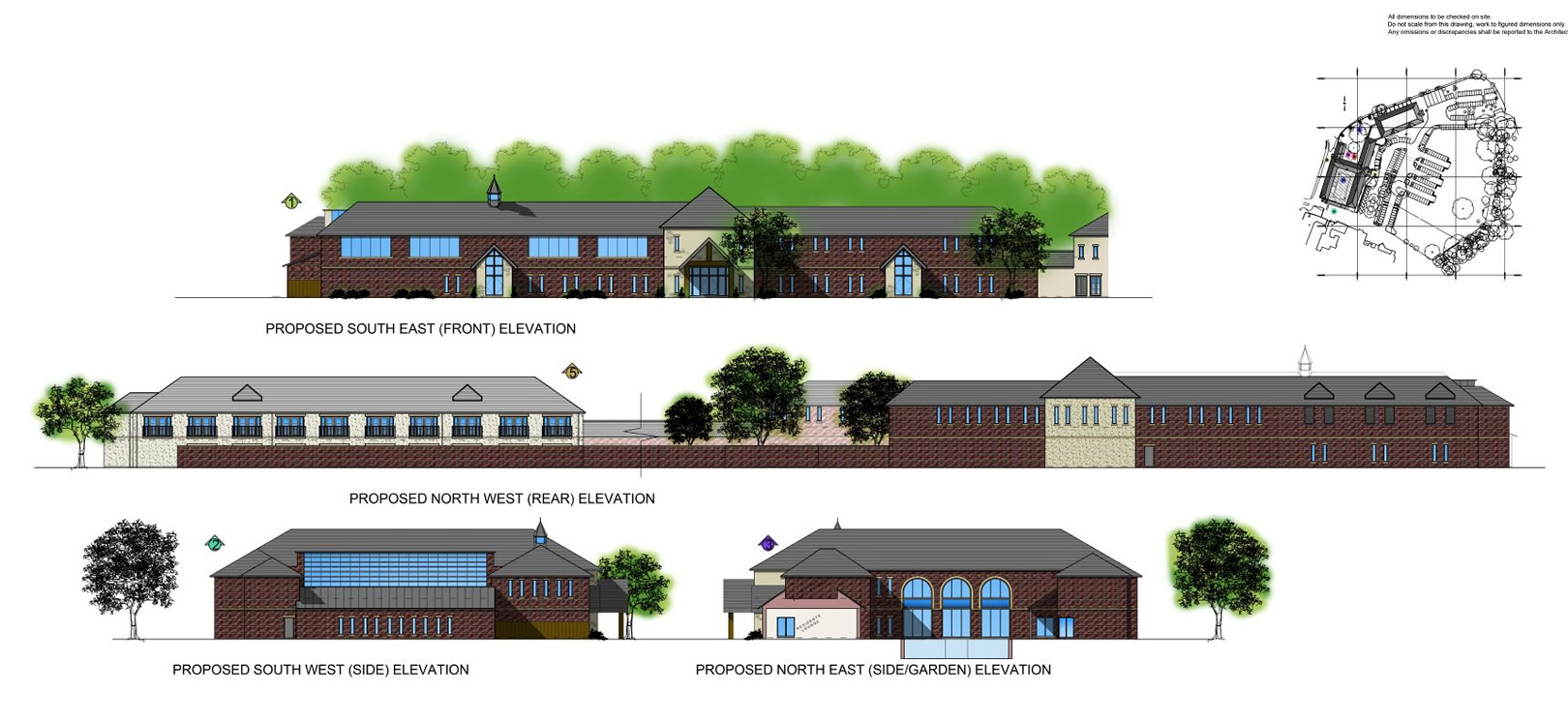 Proposed elevation plans for Hardwick Hall Hotel