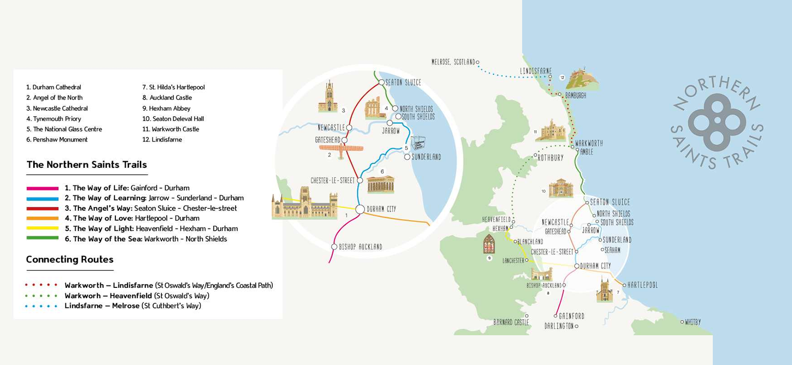 A map of the Northern Saints Trails