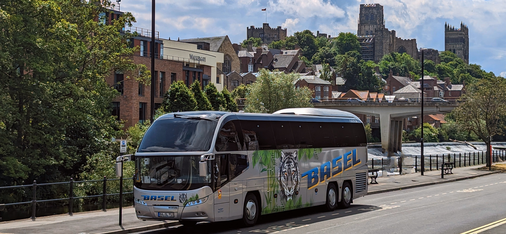 A bus waiting in Durham