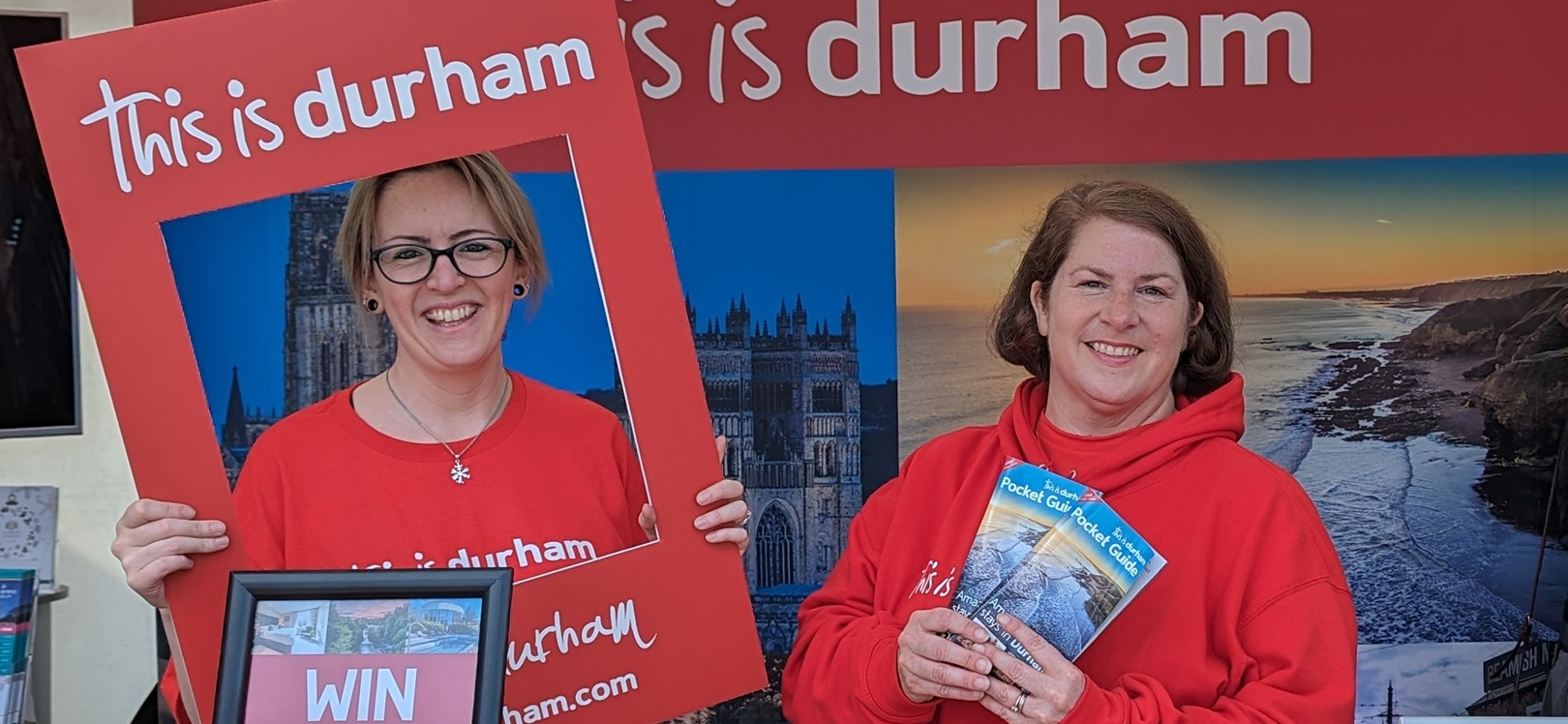 Two people stood at the Great Yorkshire Show thisisdurham.com stand