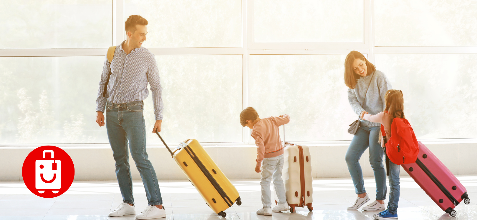 A family with suitcases