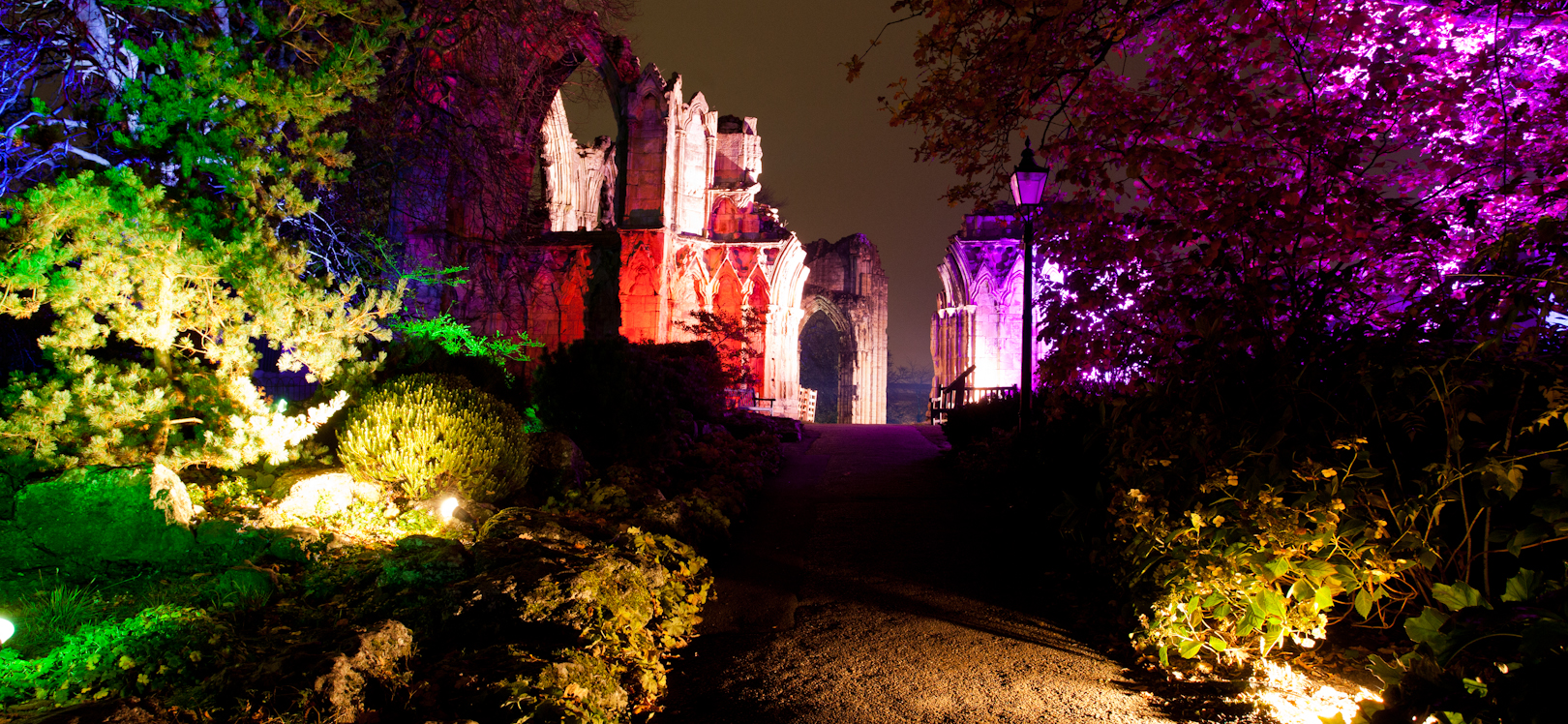 Auckland castle lit up