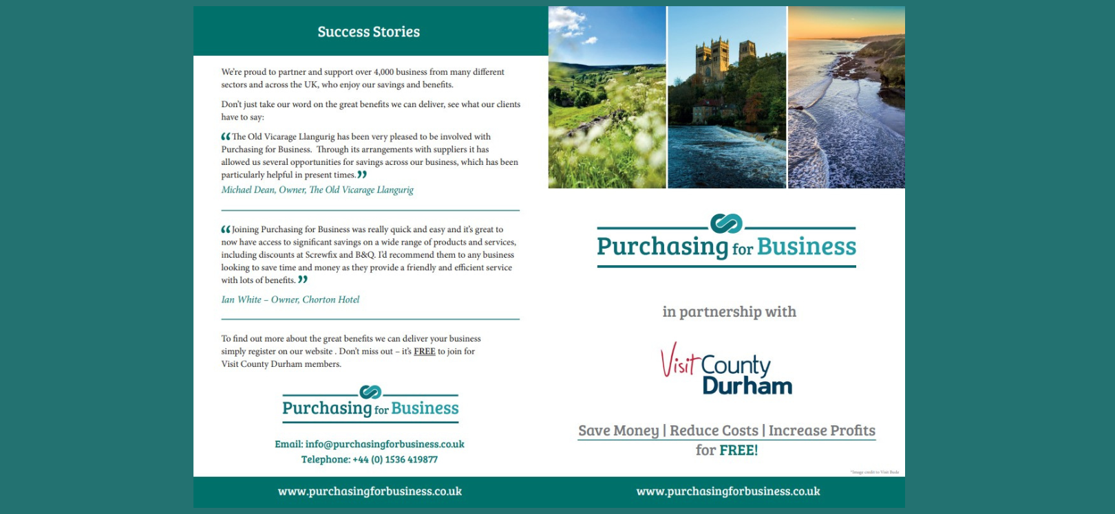 Leaflet information about Purchasing for Business