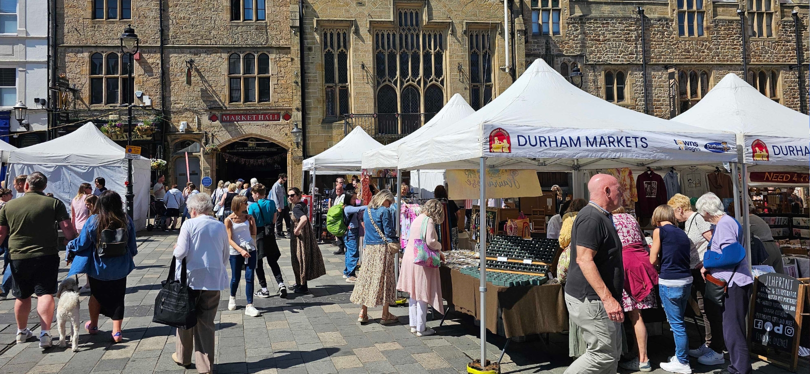 People walking around Durham Markets