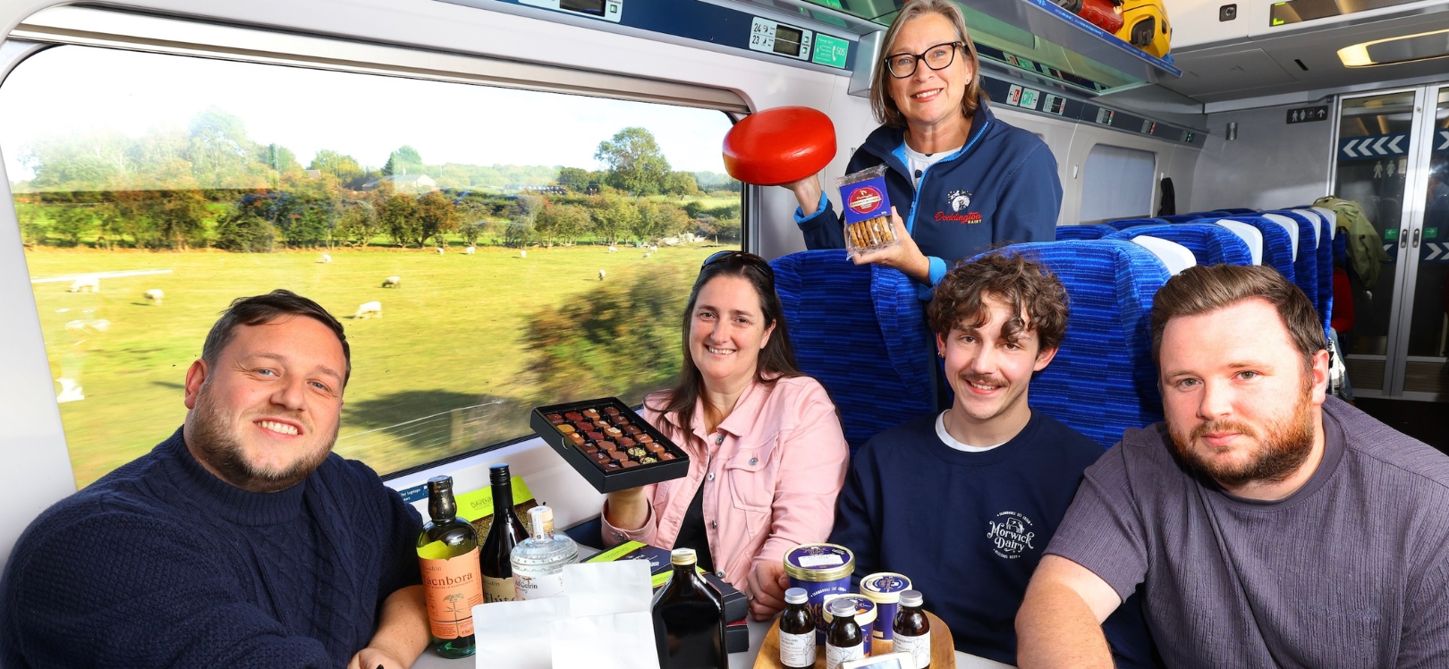 Durham's local producers on a train with their produce