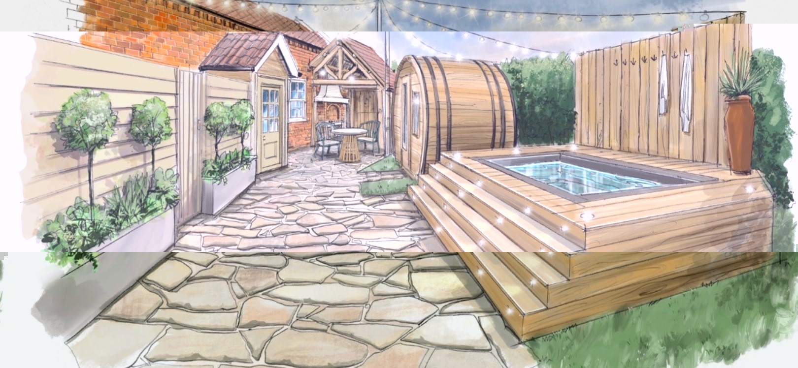 An illustration of an outdoor hot tub