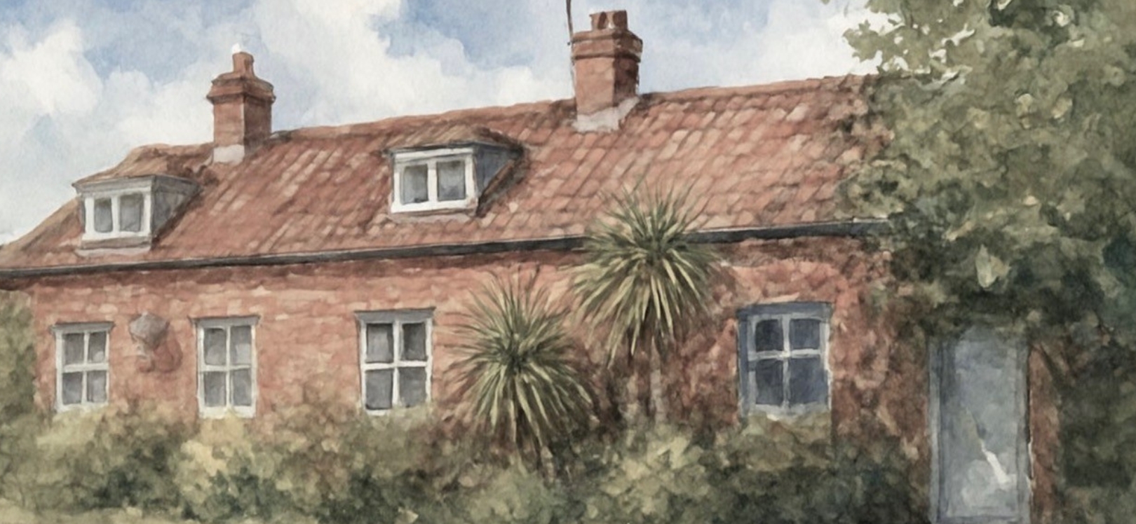 An illustration of the front of the cottage