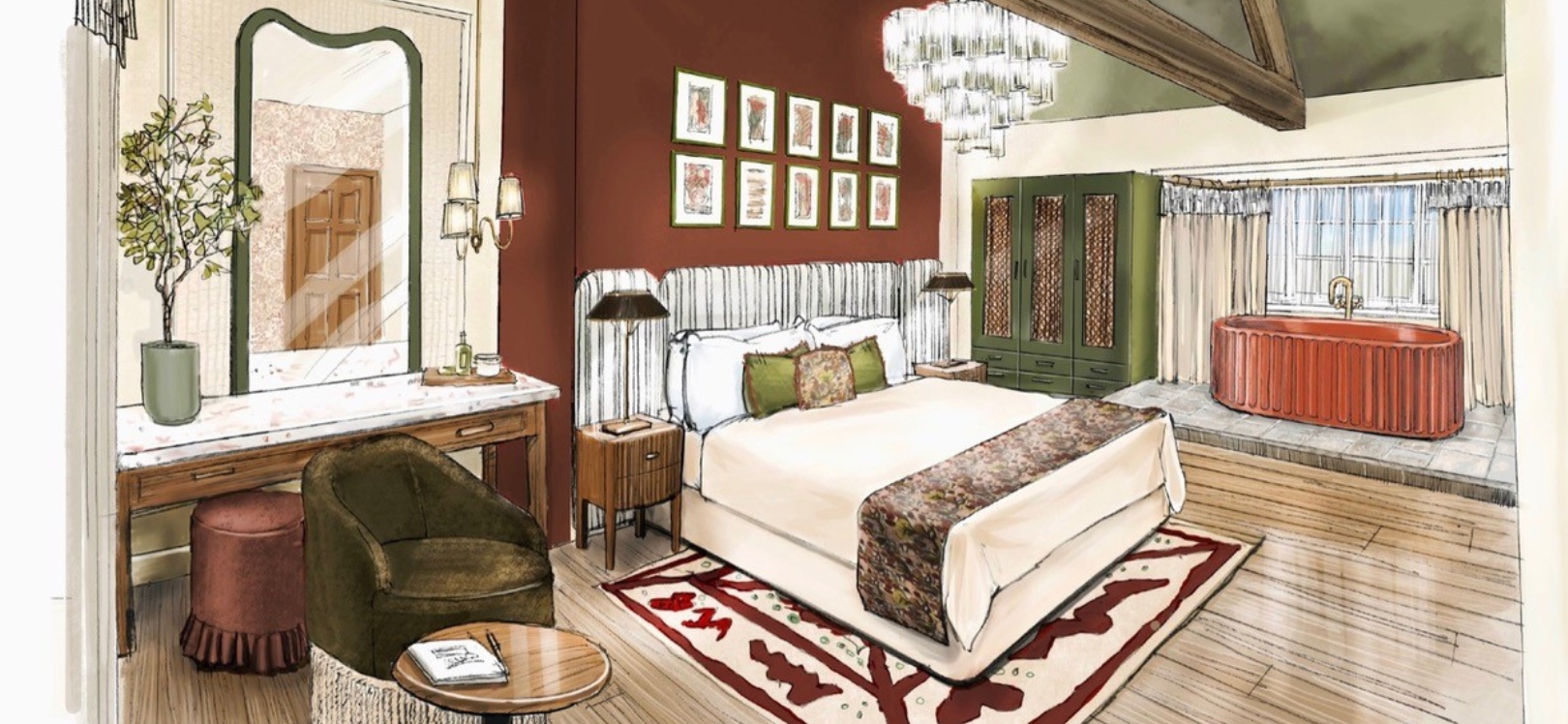 An illustration of a bedroom