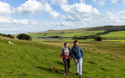 A couple walking in the Durham Dales